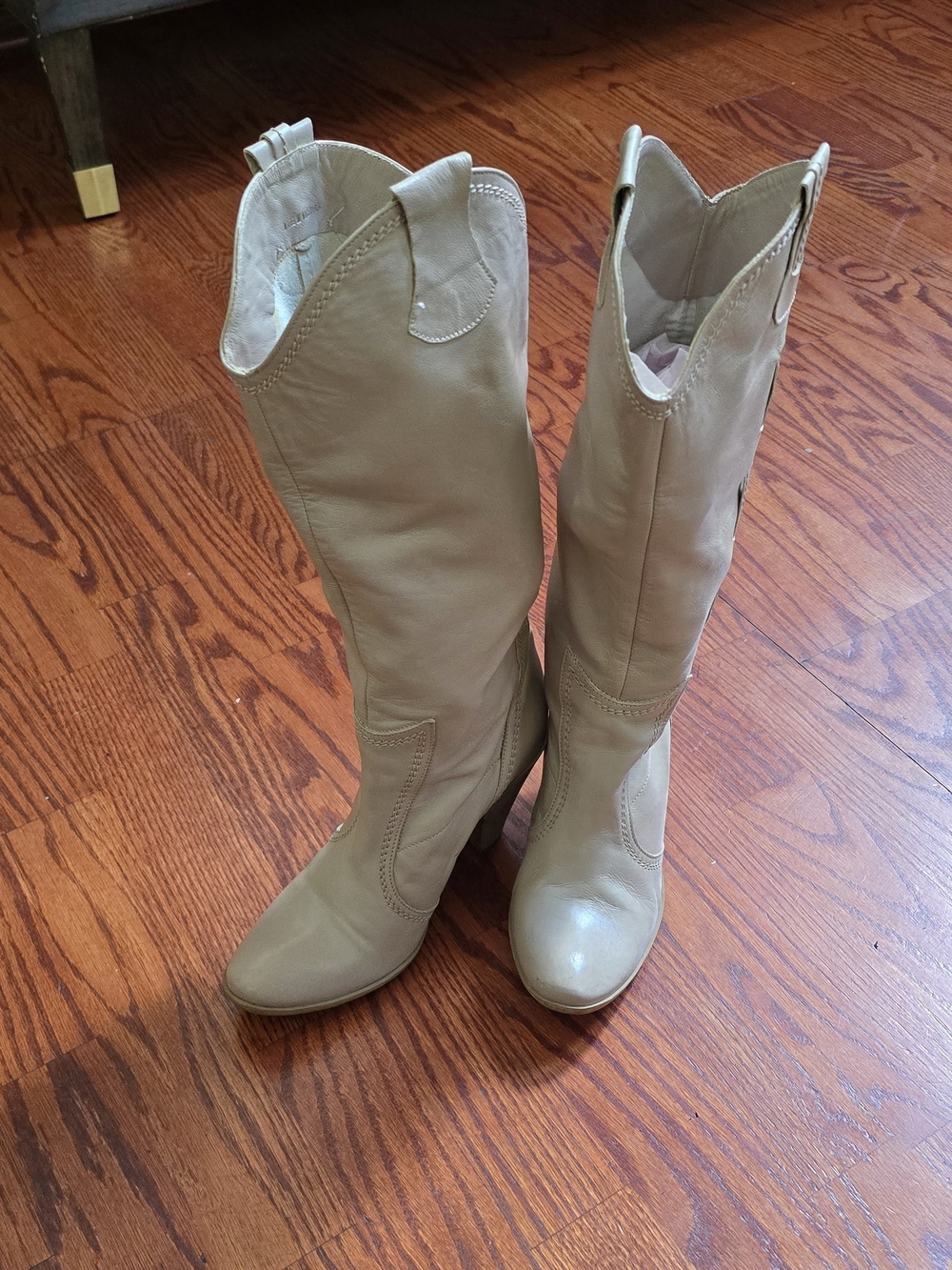 Vintage Aldo Cream Leather Tall Western Boots – Size EU 37 / US 6.5